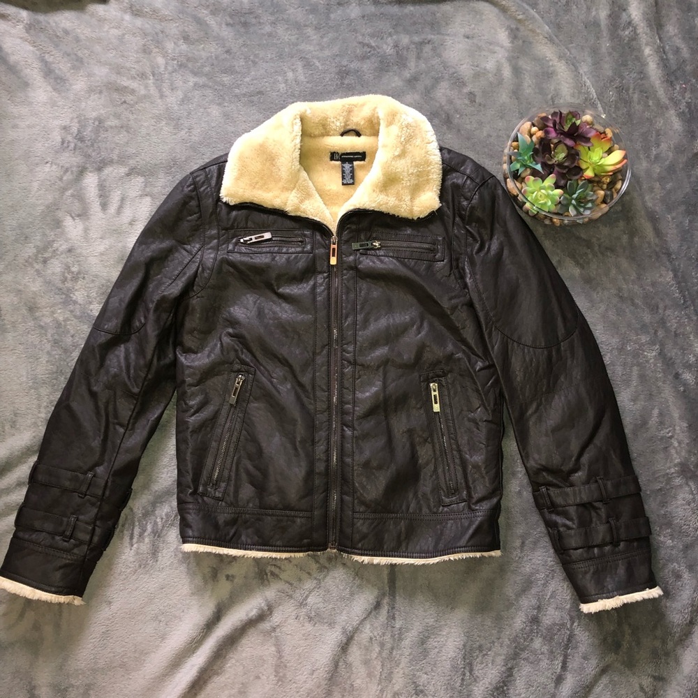 INC International Concepts faux leather brown S